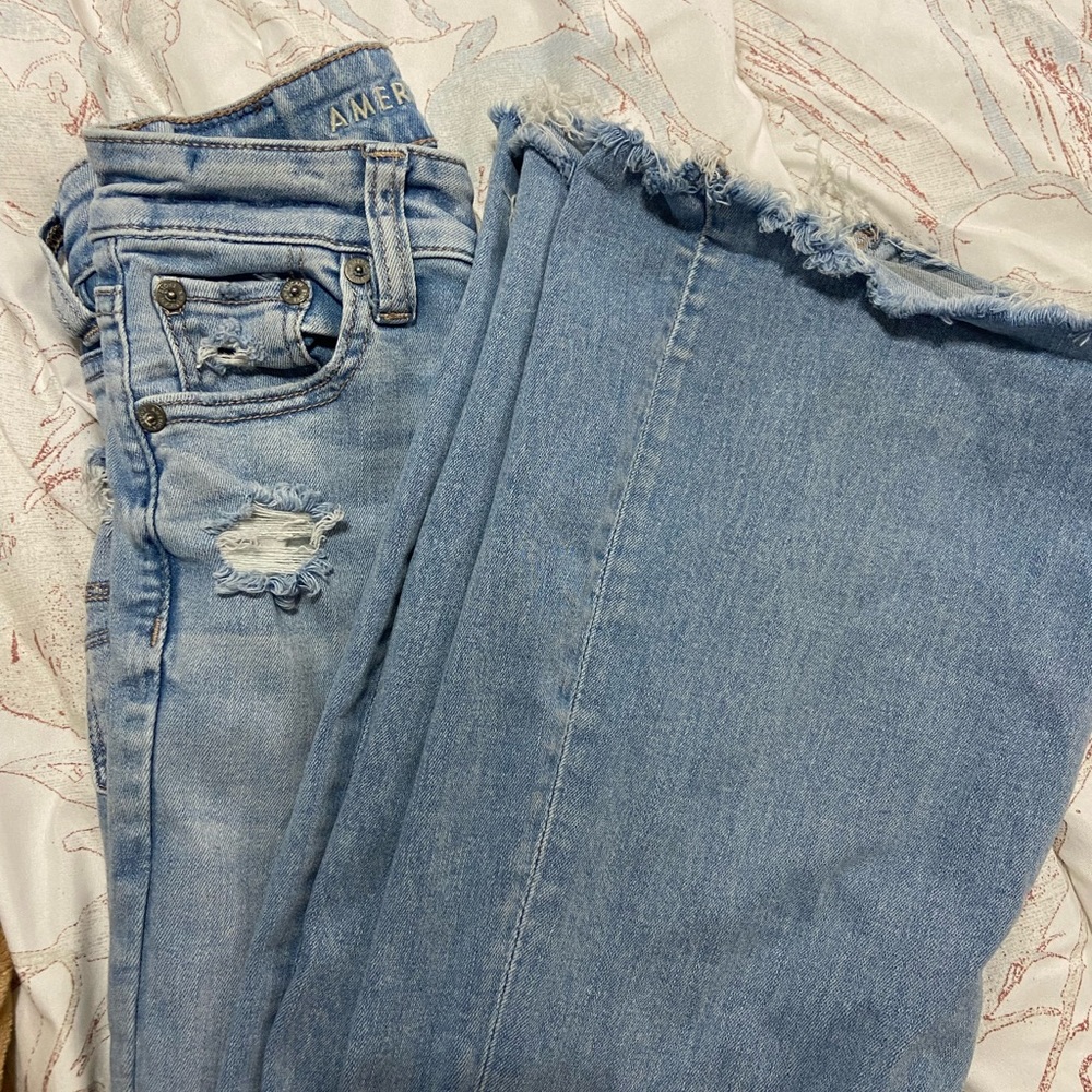 American Eagle light blue bell bottom jeans